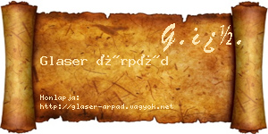 Glaser Árpád névjegykártya